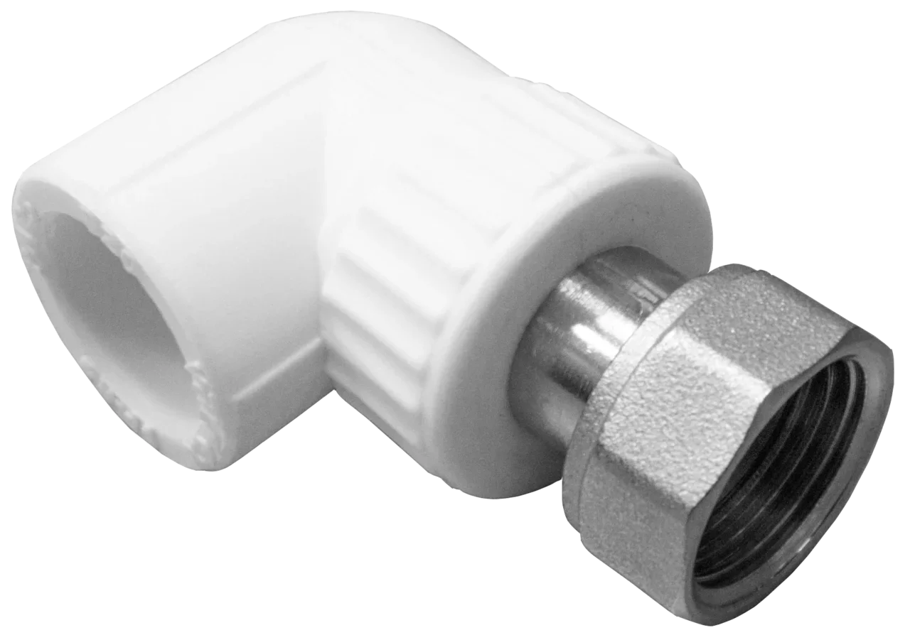 Угольник PP-R комбинированный белый с накидной гайкой Дн 20х3/4" VALFEX 10138120